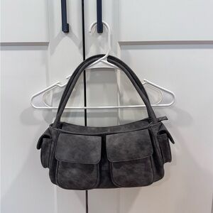Oak + Fort | Cargo Shoulder Bag | gray, distressed leather look, trendy